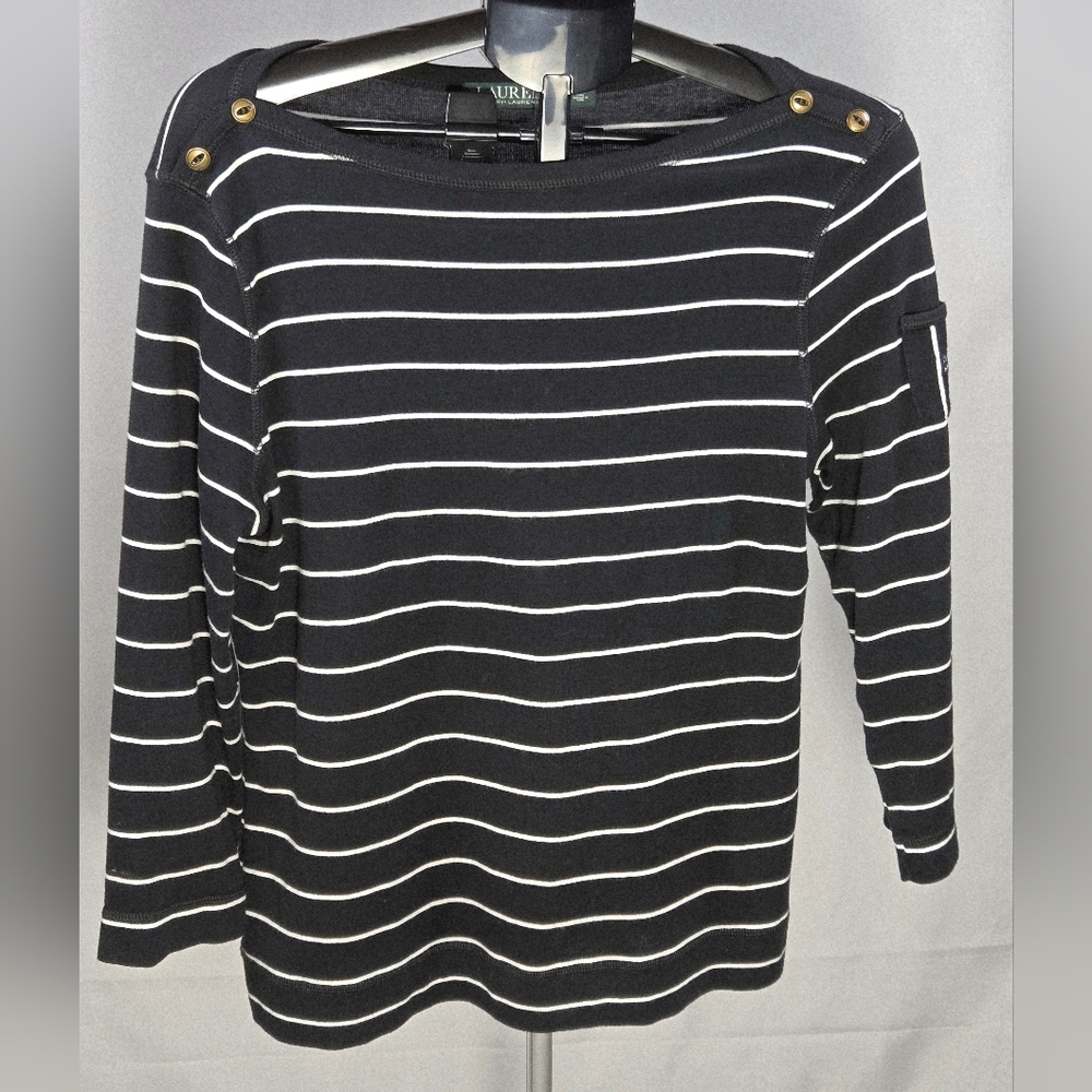 Ralph Lauren 100% Cotton Striped Quiet Luxury Coastal Chic‎ Top, XL